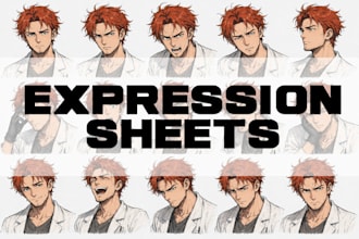 generate a character expressions sheet