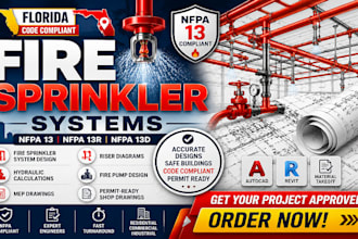 prepare florida nfpa fire sprinkler systems, hydraulic calculations mep drawings