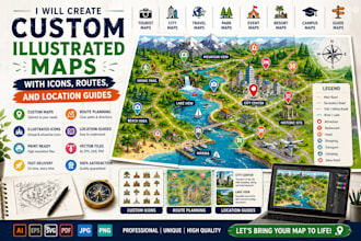 create custom illustrated maps icons routes and location guides
