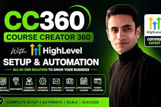 set up cc360 course creator 360 gohighlevel CRM sales funnel and automation