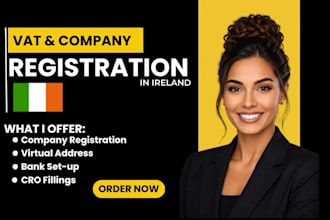 ireland company registration with cro filing, ipn, vat, corp tax and bank setup