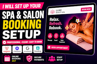 set up your spa or salon booking website with vagaro,fresha,glossgenius,booksy