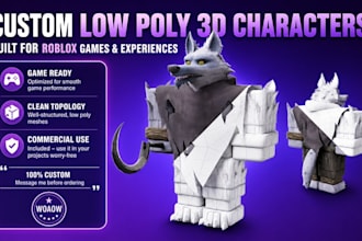 design stylized low poly roblox characters and npcs