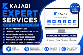 setup kajabi online course, kajabi website, kajabi expert, kajabi landing page