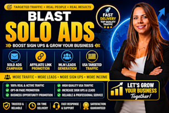 blast solo ads boost sign up, affiliate link promotion, USA MLM leads generation