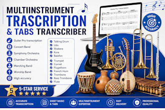 transcribe any music instrument to midi tab pdf and create sheet music for song