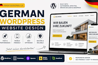 do german wordpress website using gutenberg spectra, bricks builder and seedprod