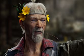 do stylized game character design, 3d realistic fantasy character for game dev