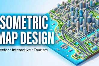 design interactive vector and isometric map illustration for tourism and website