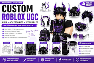 design custom roblox ugc accessories, hair and wearable items
