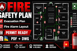 create fire safety plan, evacuation plan, fire alarm layout