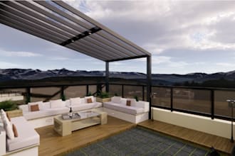 design stunning rooftop terrace, outdoor lounge, garden, pool and patio spaces
