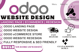 design odoo website, odoo landing page, odoo ecommerce and odoo redesign