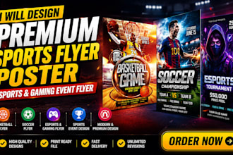 design premium basketball soccer sports flyer poster esports gaming event flyer