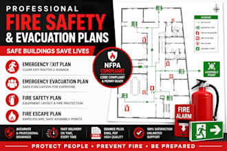 fire safety plans, emergency exit plans, and evacuation drawings