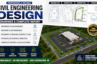 do civil engineering, stormwater flow drainage, grading plan, building drawings