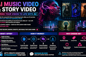 produce an ai music video or storytelling or lyric video