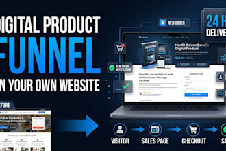build digital product funnel in 24 hours product landing page course sale funnel