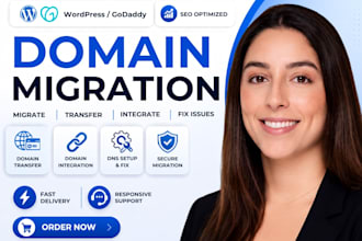 migrate your domain, connect godaddy hosting and wordpress