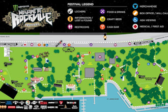 design custom event map, festival map and venue vector illustration