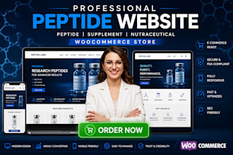 design a peptide website, supplement store, nutraceutical woocommerce website