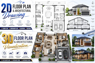 design 2d floor plan, 3d floor plan and architectural drawing as your architect