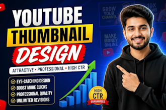 design eye catching professional youtube thumbnail