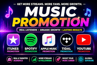 itunes music promotion spotify music promotion apple music tidal music youtube