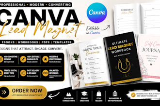 create canva lead magnet, workbook, ebook and PDF design for coaches and brands