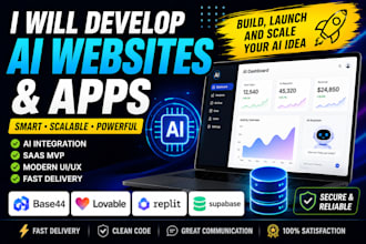 develop ai websites and apps using base44, lovable, replit, and supabase
