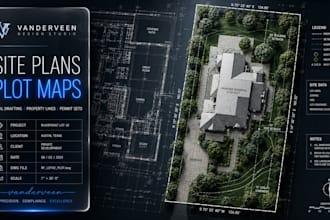 draw architectural site plan plot plan and civil blueprint