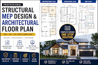 structural mep design and architectural drawing floor plan in MD ga ca