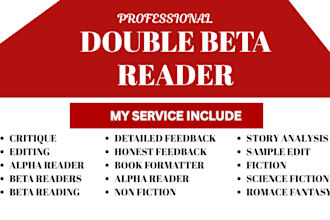 double beta read, offer inline feedback, manuscript, provide two detail report