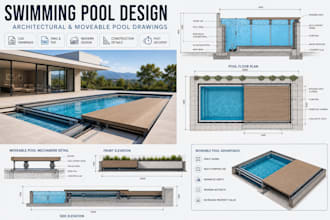 design architect swimming pool and moveable swimming pool drawings