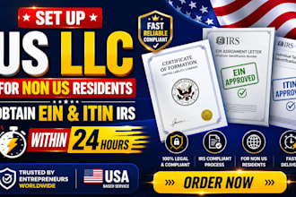 set up US llc for non US residents, obtain ein, itin within 24 hours