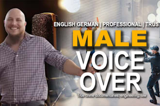 trustworthy european accent voice over for truecrime documentary and technical