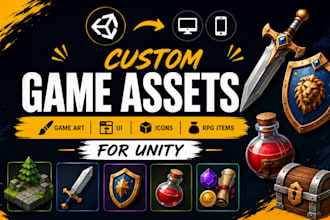 create custom game assets game UI rpg icons items for unity unreal