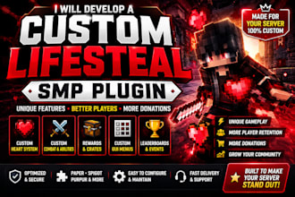 develop a custom minecraft lifesteal smp plugin for your server