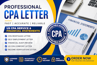 write verified CPA letter, income letter, expense ratio letter, mortgage letter