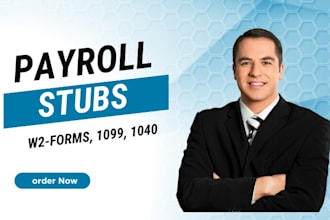 prepare stubs, payroll reports, form w2, w3 and form 1099