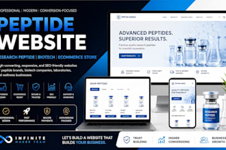build peptide website research peptide store biotech ecommerce website