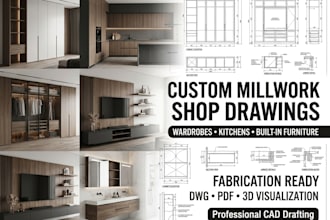 design wardrobes, kitchens and custom millwork shop drawings