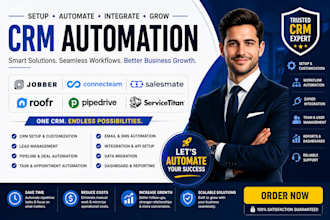 setup jobber crm connecteam salesmate roofr pepdrive servicetitan crm automation