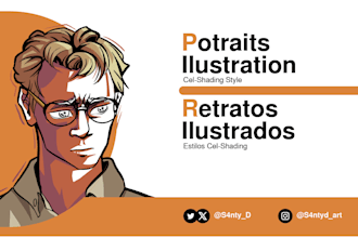 cel shading portraits ilustration