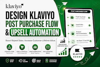 design klaviyo post purchase flow and upsell automation