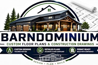 design custom barndominium floor plans and construction drawings