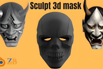sculpt 3d mask 3d printing halloween mask cosplay creation 3d helmet 3d model