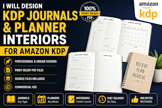 design KDP journals and planner interiors for amazon KDP