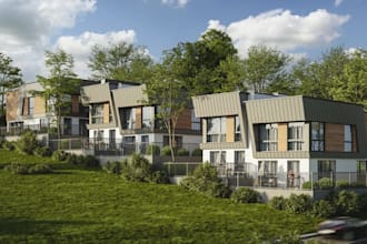 3d modern luxury apartment,prisma community,aerial view with realistic rendering