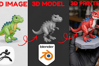 convert 2d to 3d model image to 3d, 3d figurine printable stl file for printing